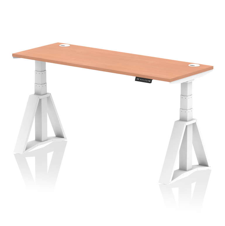 Air Height Adjustable Slimline Desk With Cable Ports With Piste Foot
