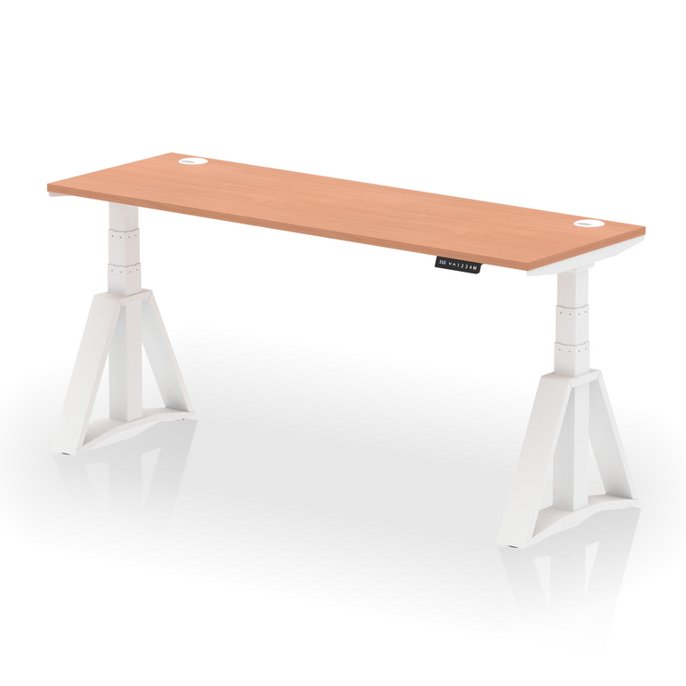 Air Height Adjustable Slimline Desk With Cable Ports With Piste Foot