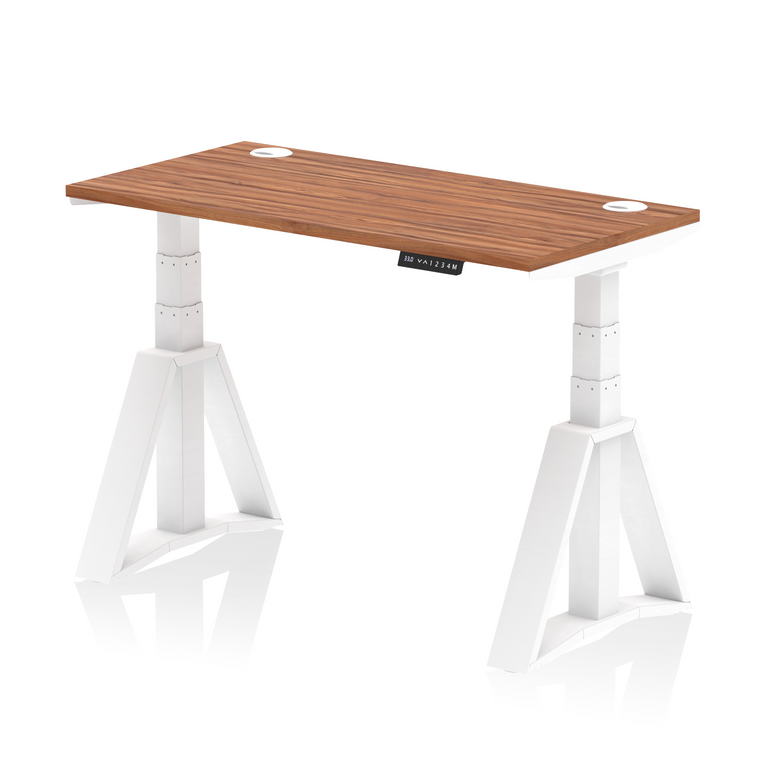 Air Height Adjustable Slimline Desk With Cable Ports With Piste Foot