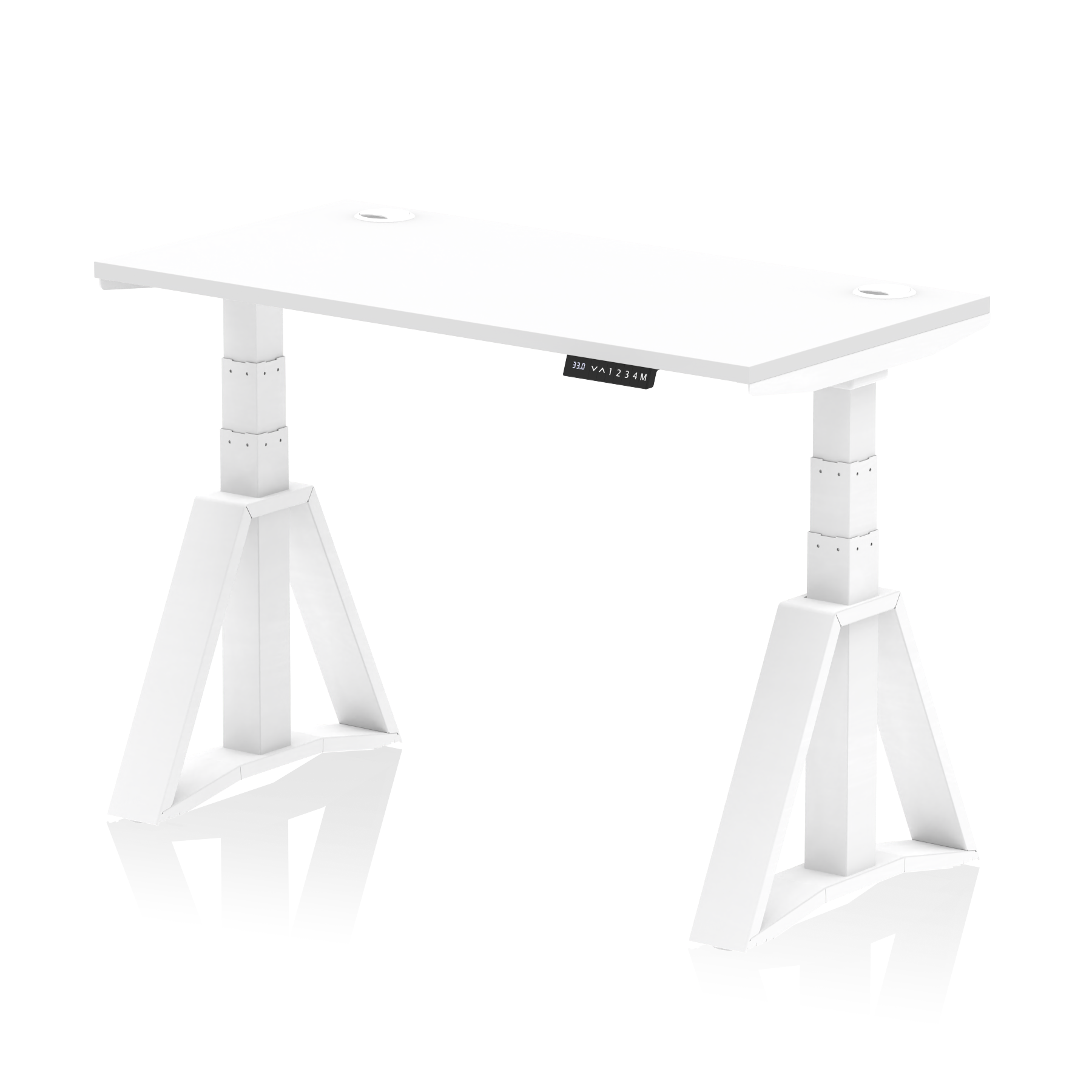 Air Height Adjustable Slimline Desk With Cable Ports With Piste Foot