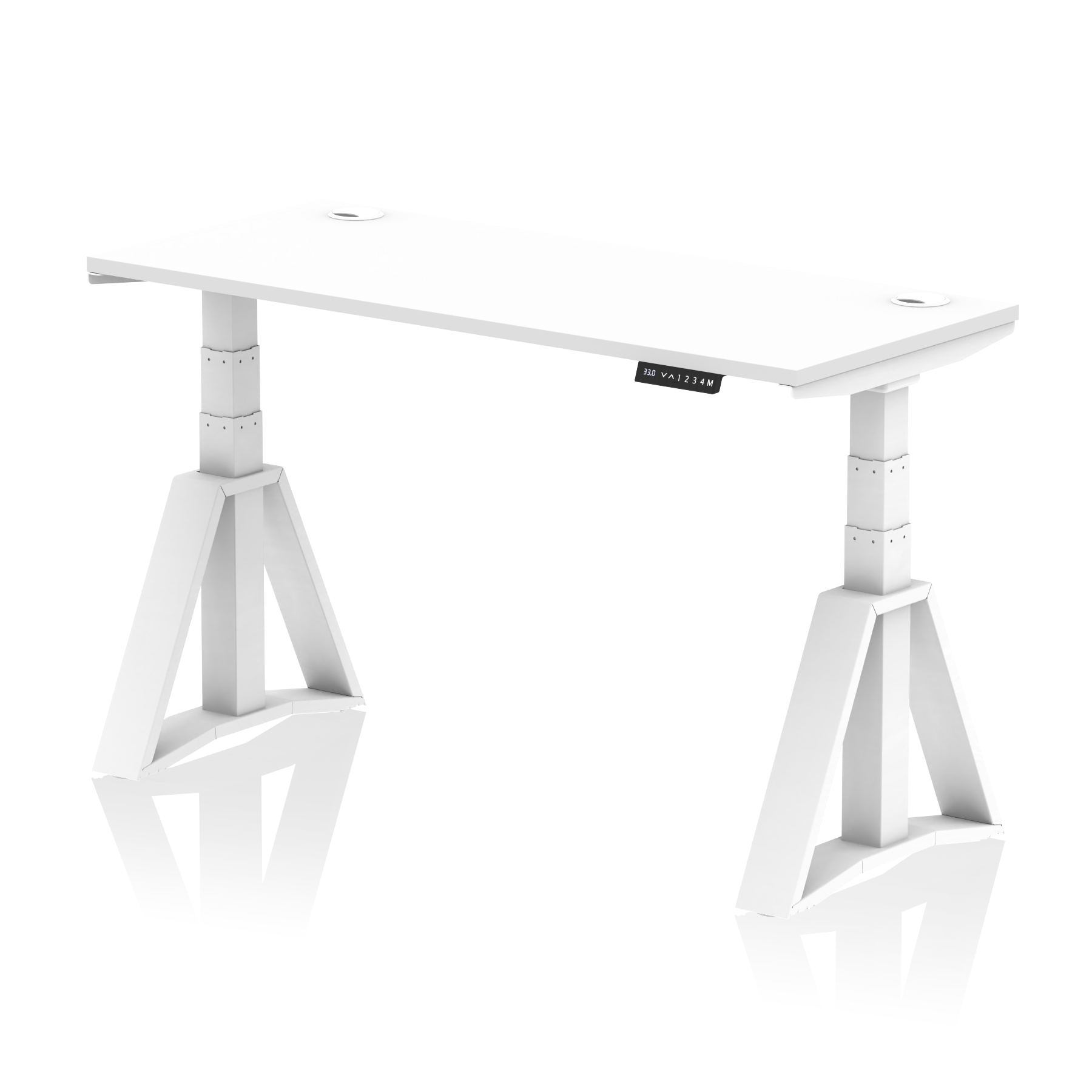 Air Height Adjustable Slimline Desk With Cable Ports With Piste Foot