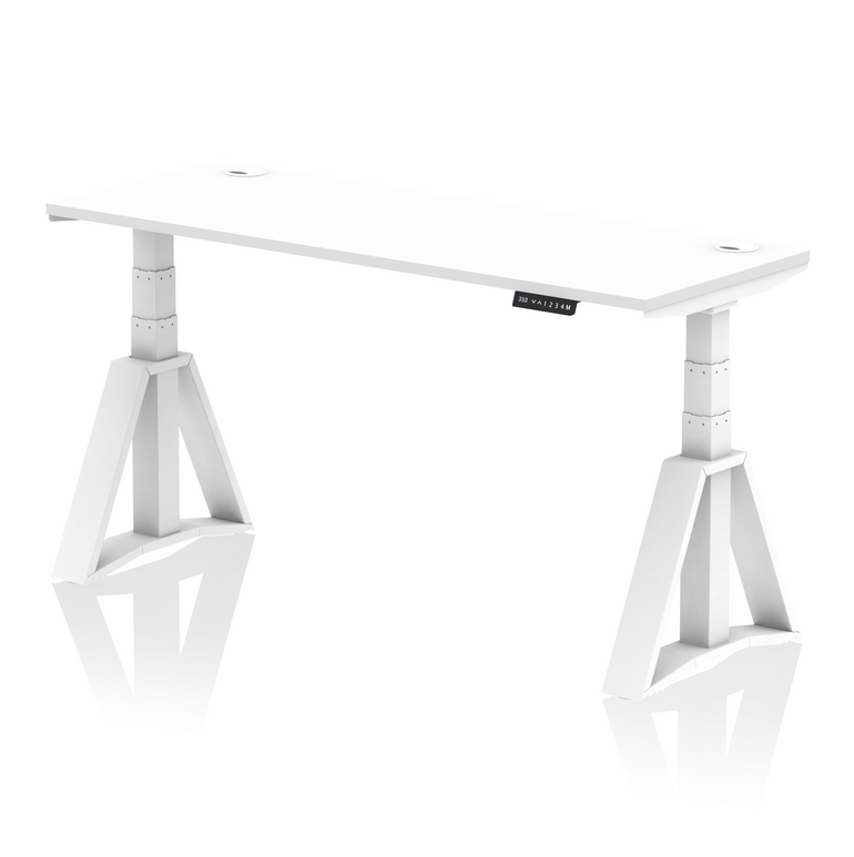 Air Height Adjustable Slimline Desk With Cable Ports With Piste Foot