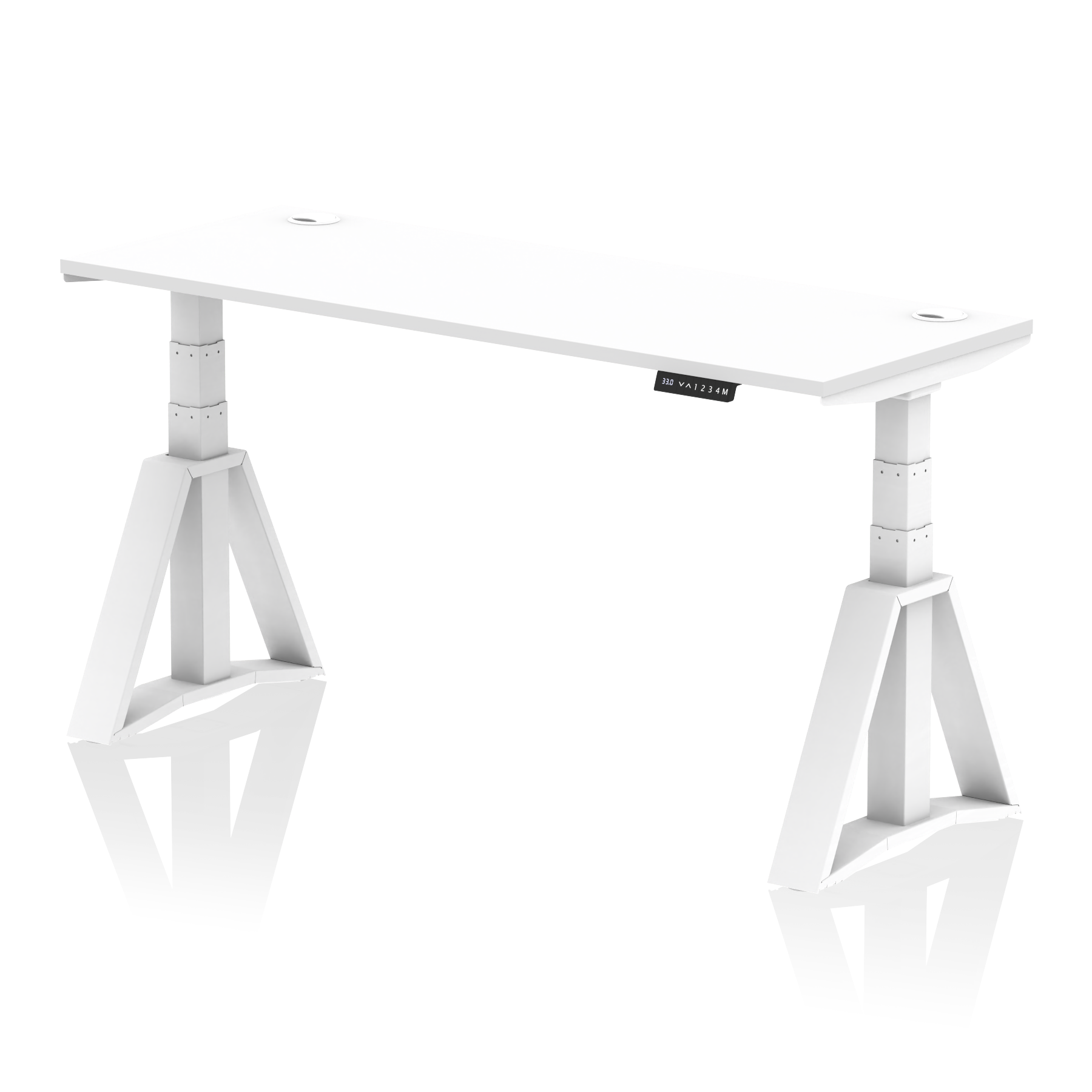 Air Height Adjustable Slimline Desk With Cable Ports With Piste Foot