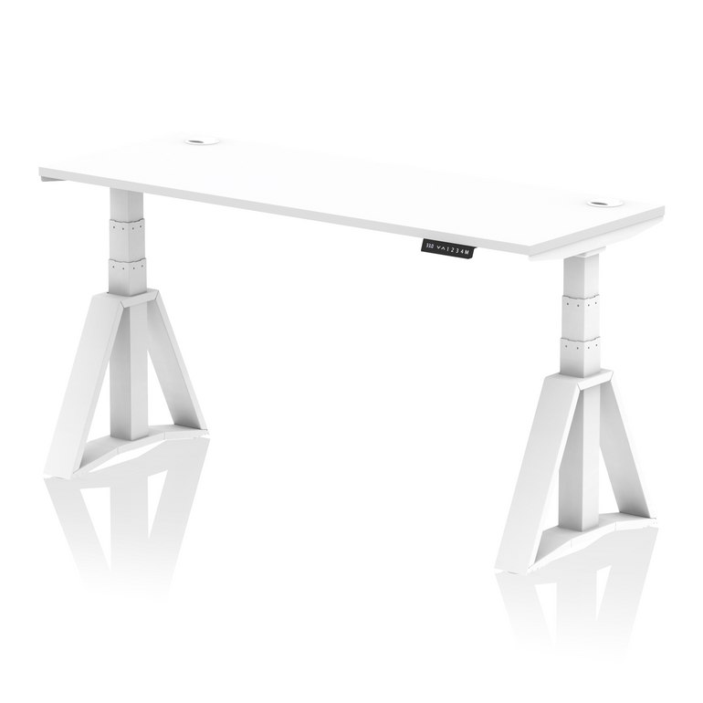 Air Height Adjustable Slimline Desk With Cable Ports With Piste Foot