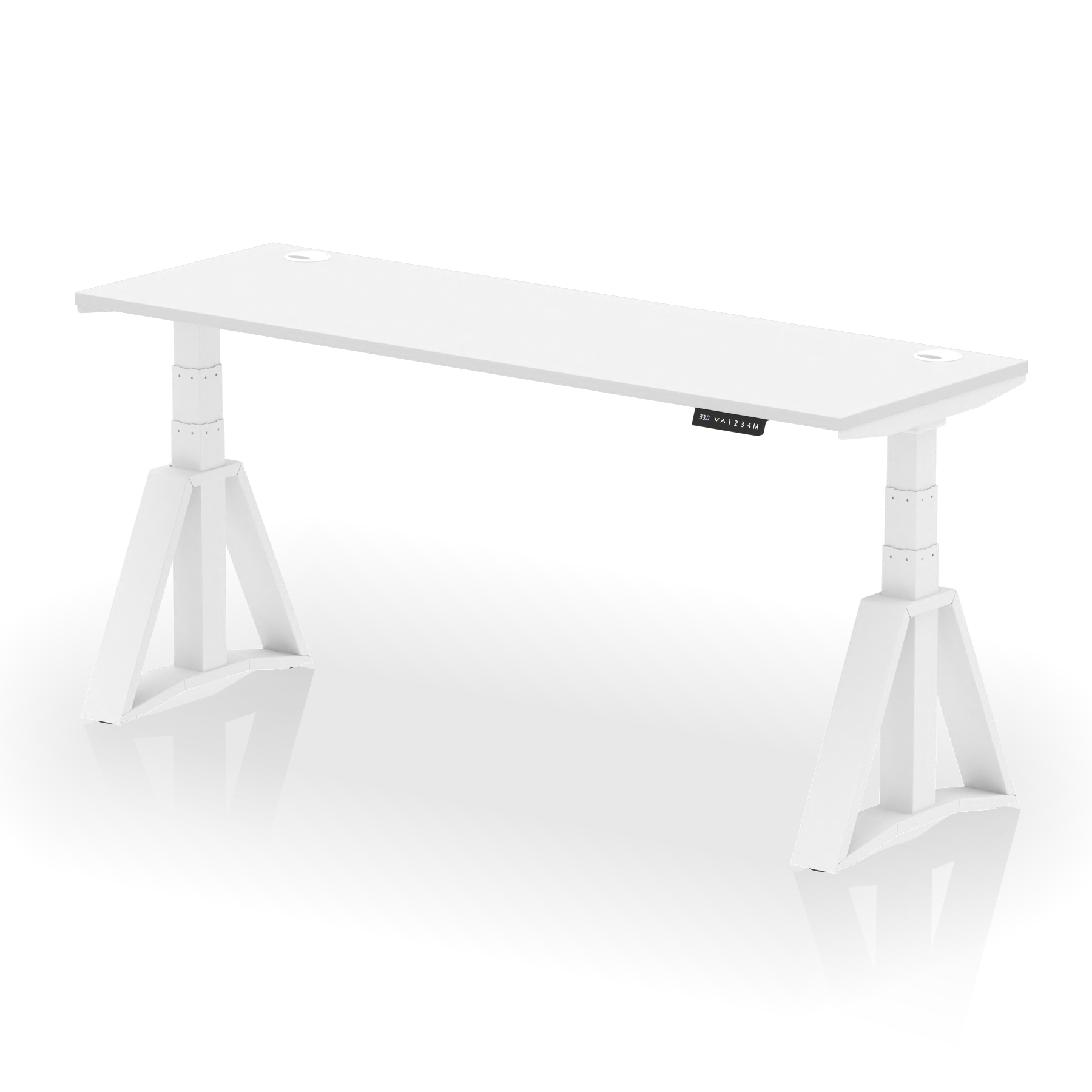 Air Height Adjustable Slimline Desk With Cable Ports With Piste Foot