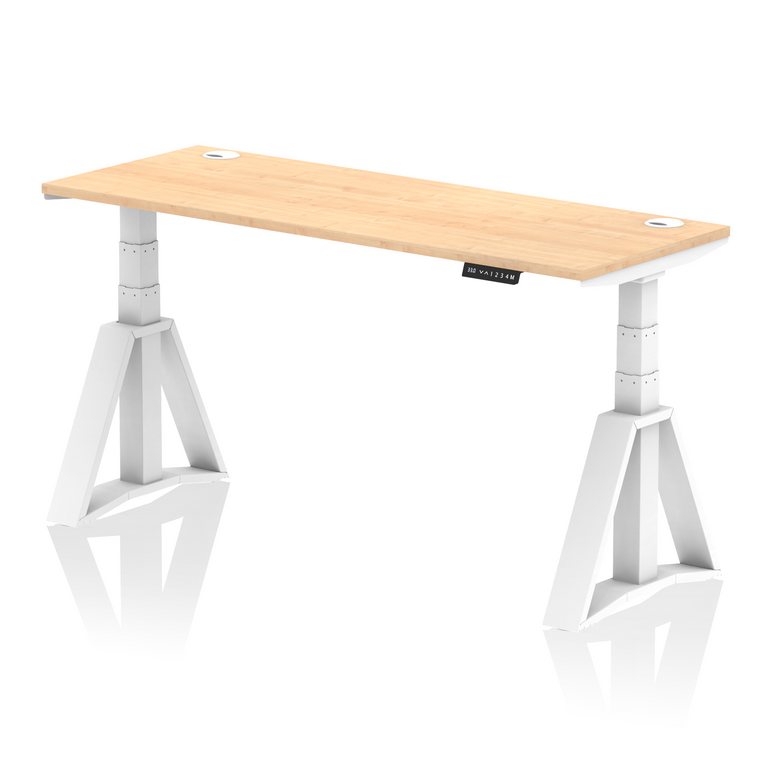 Air Height Adjustable Slimline Desk With Cable Ports With Piste Foot