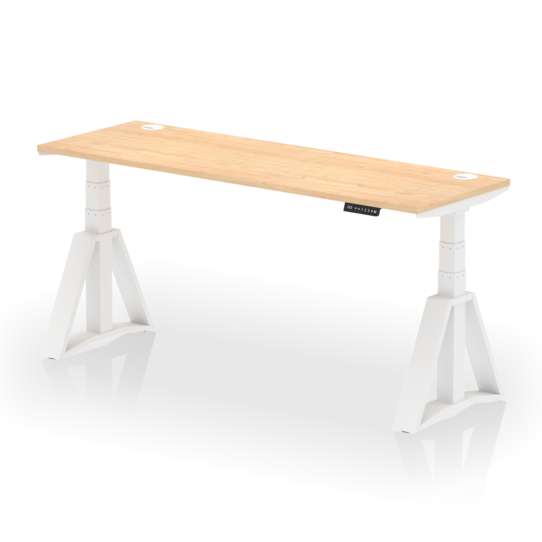 Air Height Adjustable Slimline Desk With Cable Ports With Piste Foot