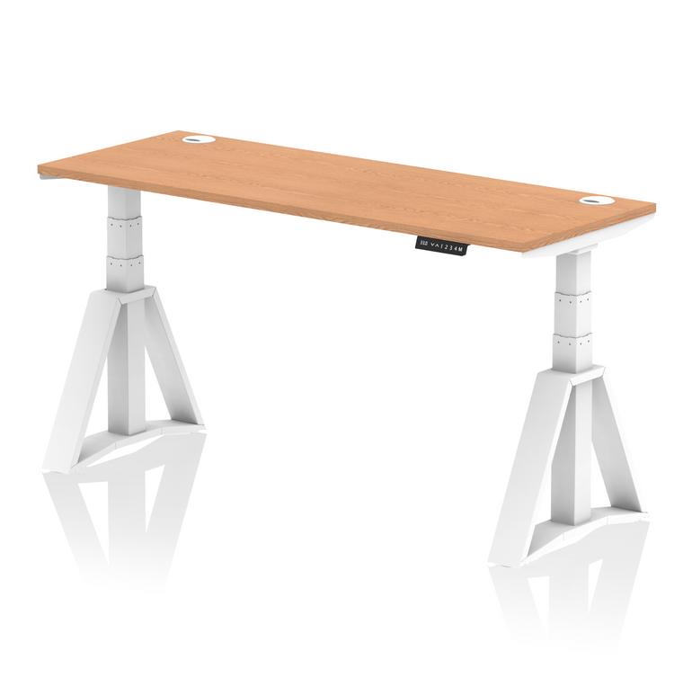 Air Height Adjustable Slimline Desk With Cable Ports With Piste Foot