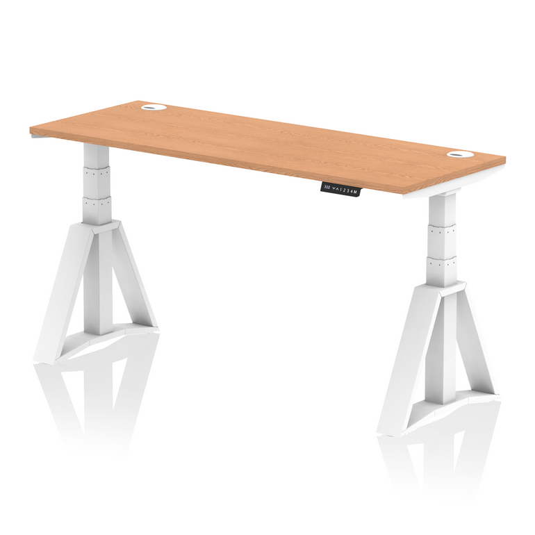 Air Height Adjustable Slimline Desk With Cable Ports With Piste Foot