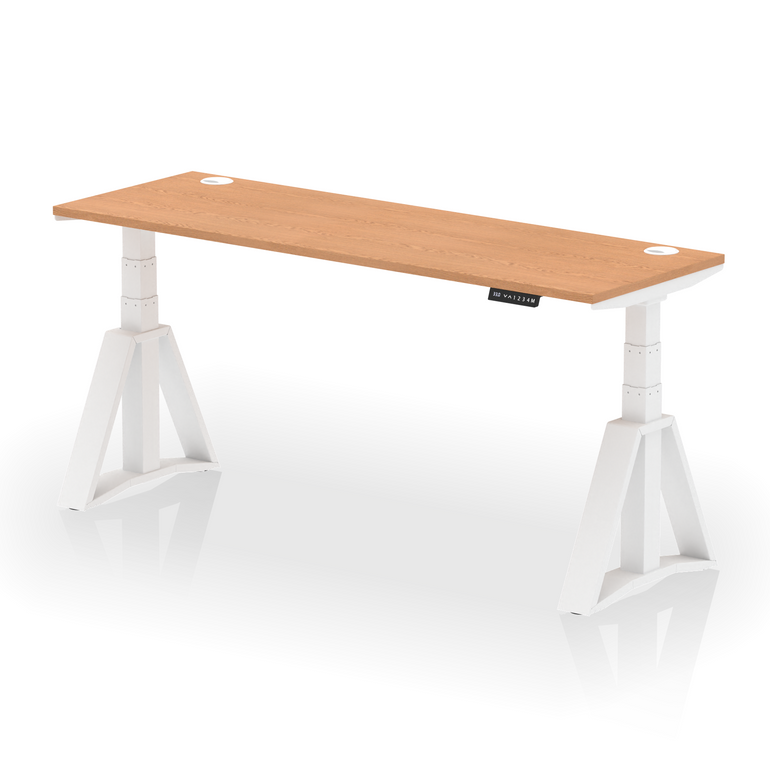 Air Height Adjustable Slimline Desk With Cable Ports With Piste Foot