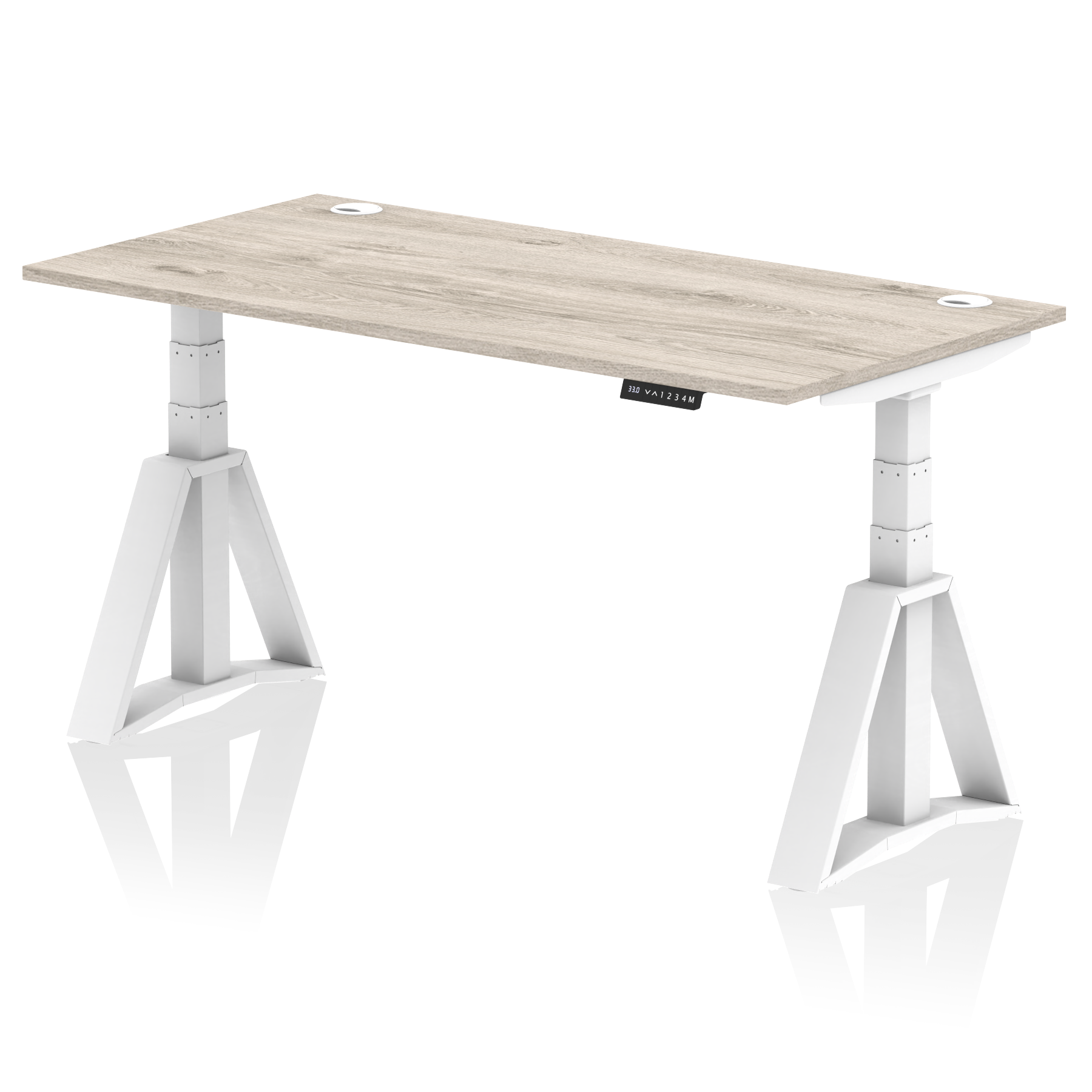 Air Height Adjustable Desk With Cable Ports With Piste Foot