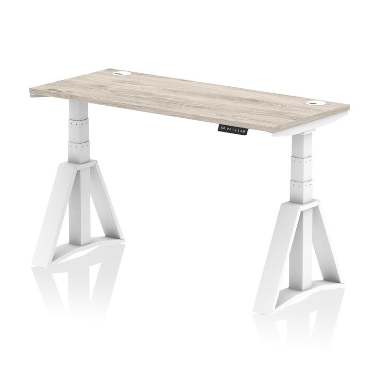 Air Height Adjustable Slimline Desk With Cable Ports With Piste Foot