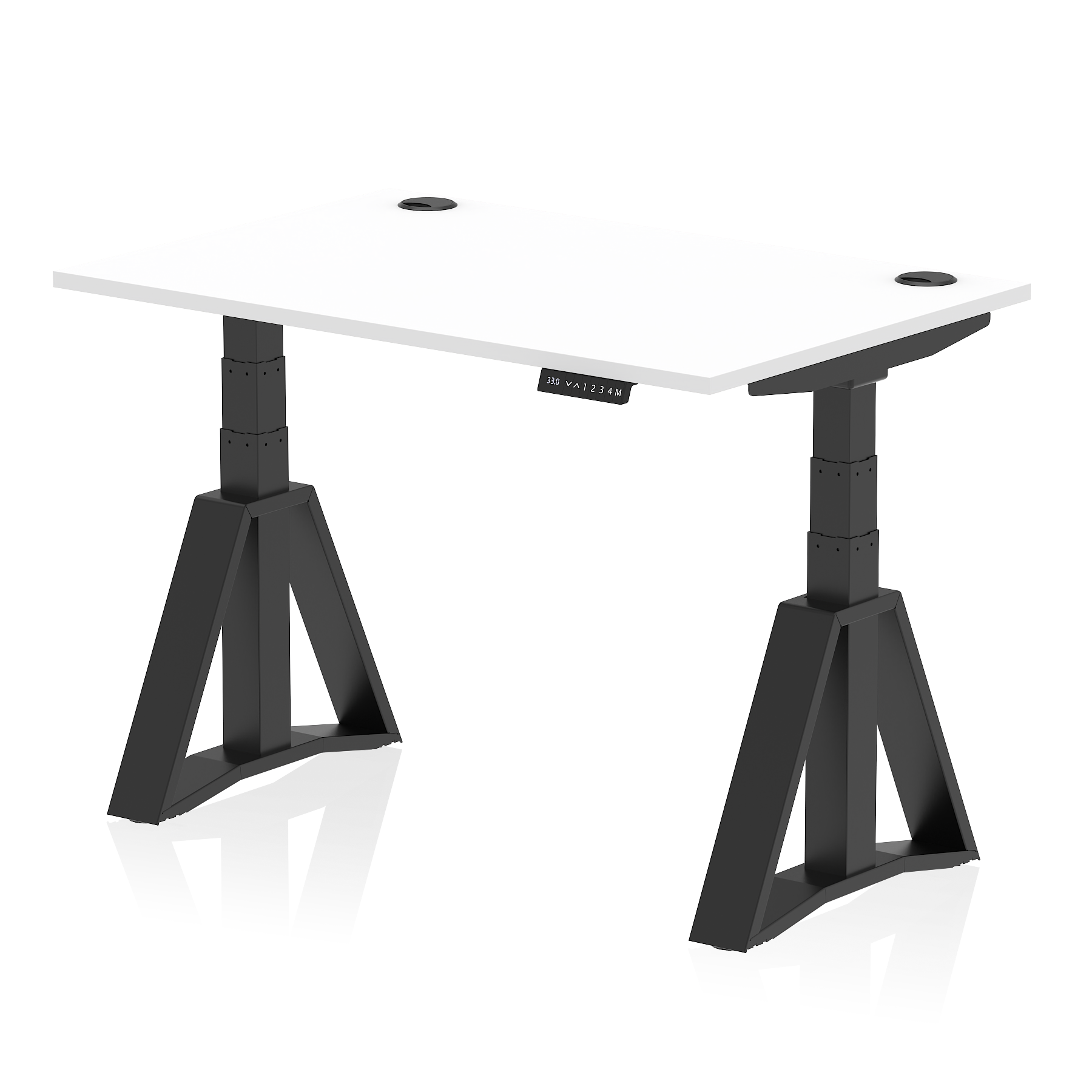 Air Height Adjustable Desk With Cable Ports With Piste Foot