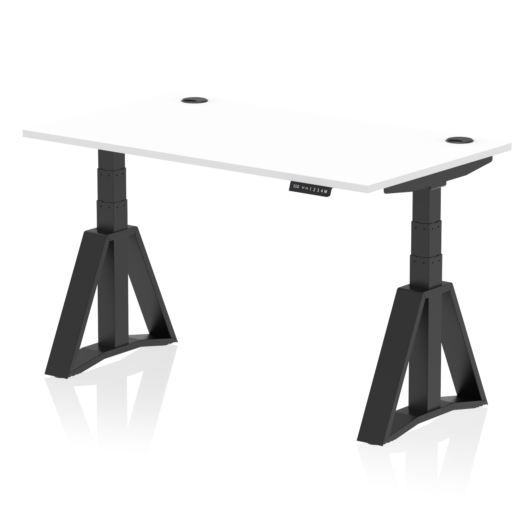 Air Height Adjustable Desk With Cable Ports With Piste Foot