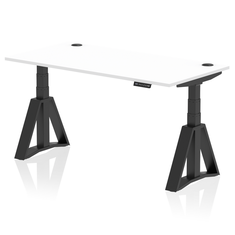 Air Height Adjustable Desk With Cable Ports With Piste Foot