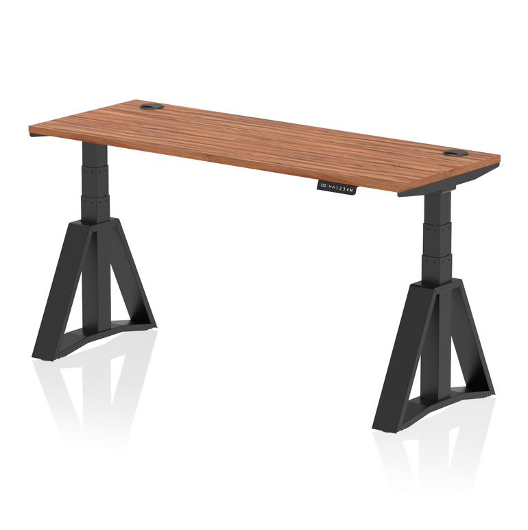 Air Height Adjustable Slimline Desk With Cable Ports With Piste Foot