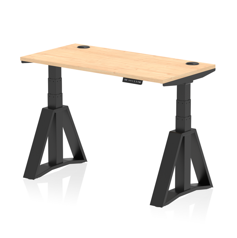 Air Height Adjustable Slimline Desk With Cable Ports With Piste Foot