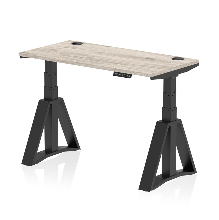 Air Height Adjustable Slimline Desk With Cable Ports With Piste Foot