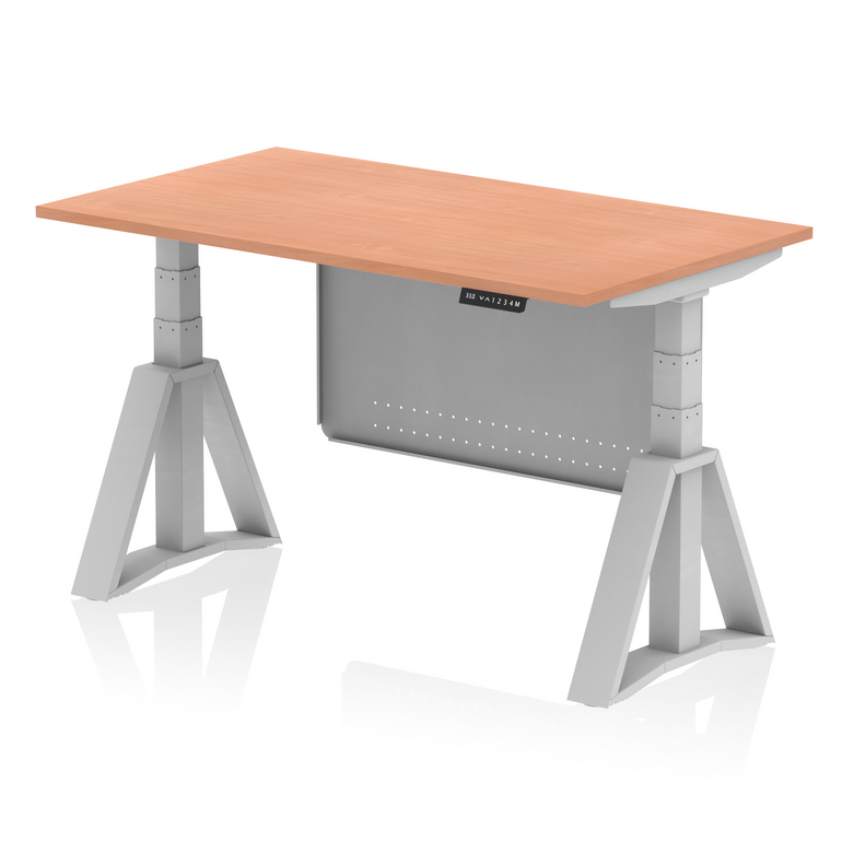 Air Height Adjustable Desk without Cable Ports With Steel Modesty Panel With Piste Foot