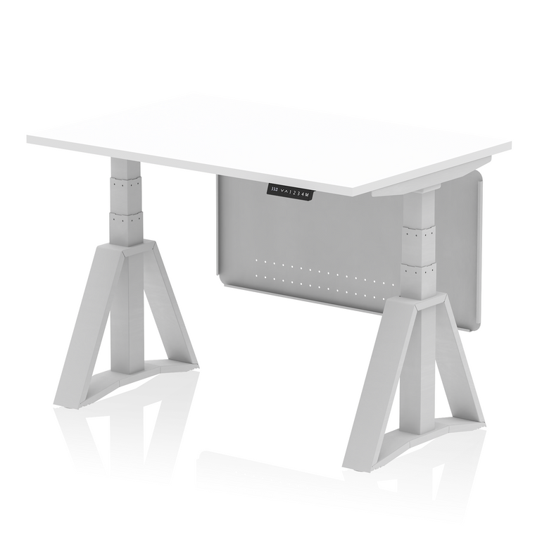 Air Height Adjustable Desk without Cable Ports With Steel Modesty Panel With Piste Foot