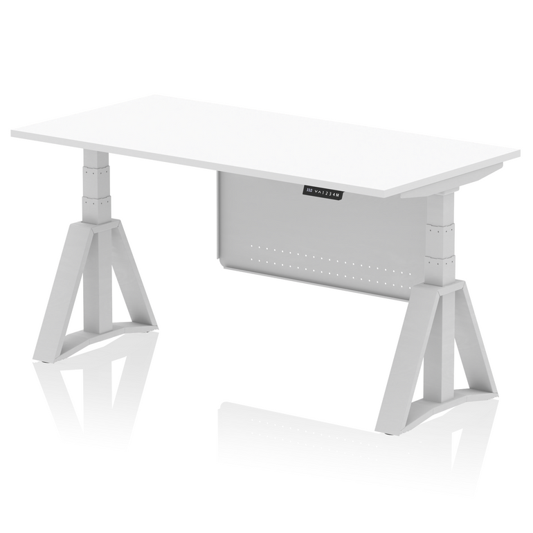 Air Height Adjustable Desk without Cable Ports With Steel Modesty Panel With Piste Foot