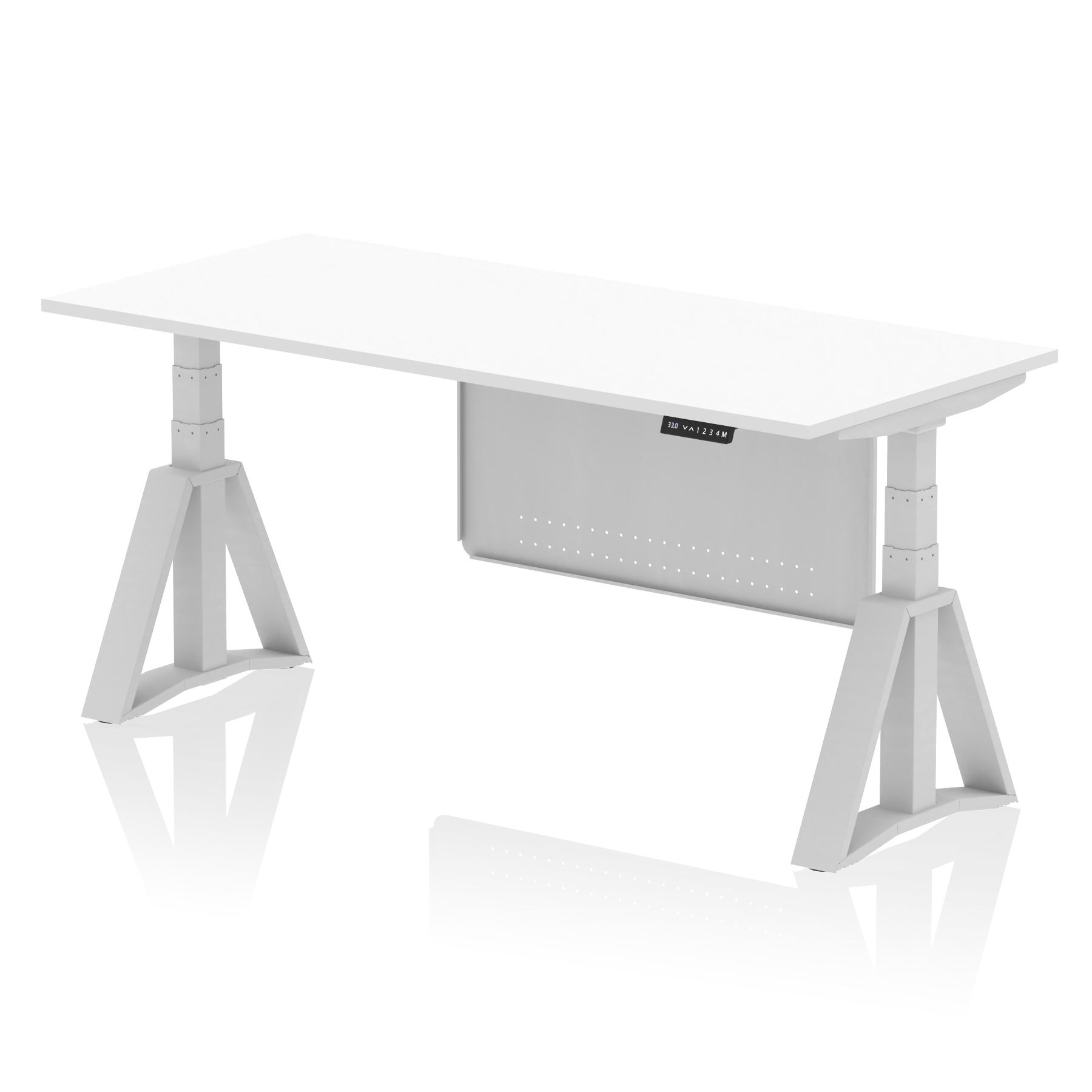 Air Height Adjustable Desk without Cable Ports With Steel Modesty Panel With Piste Foot