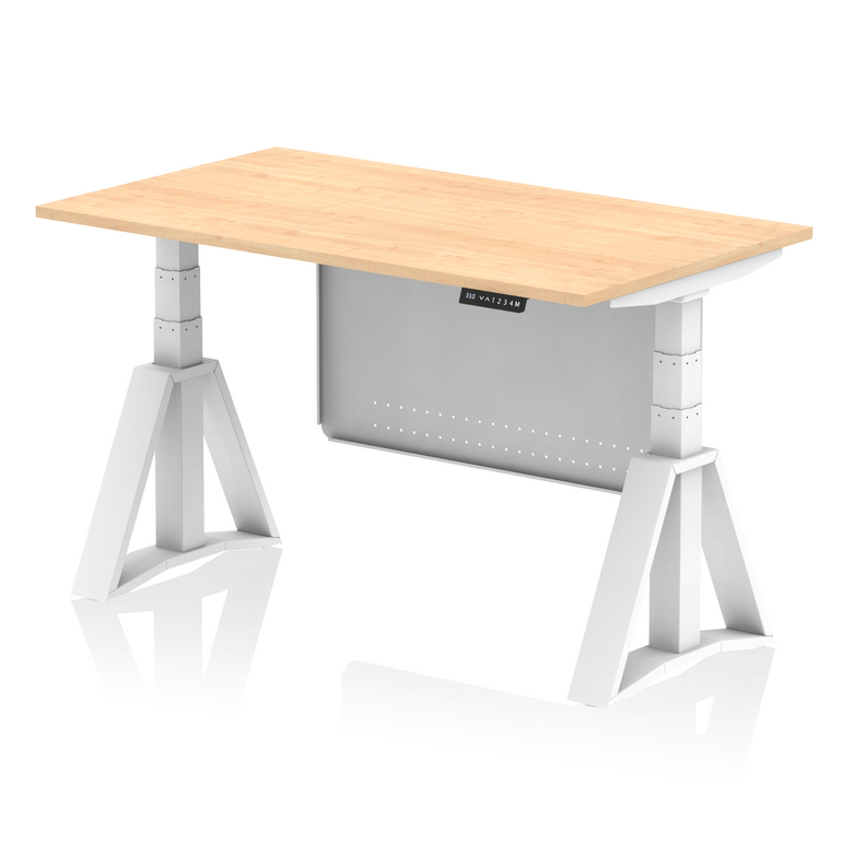 Air Height Adjustable Desk without Cable Ports With Steel Modesty Panel With Piste Foot