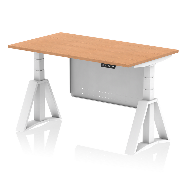 Air Height Adjustable Desk without Cable Ports With Steel Modesty Panel With Piste Foot