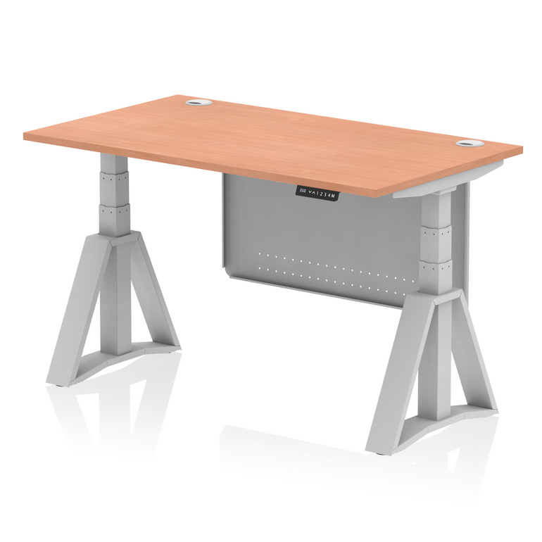 Air Height Adjustable Desk With Cable Ports With Steel Modesty Panel With Piste Foot