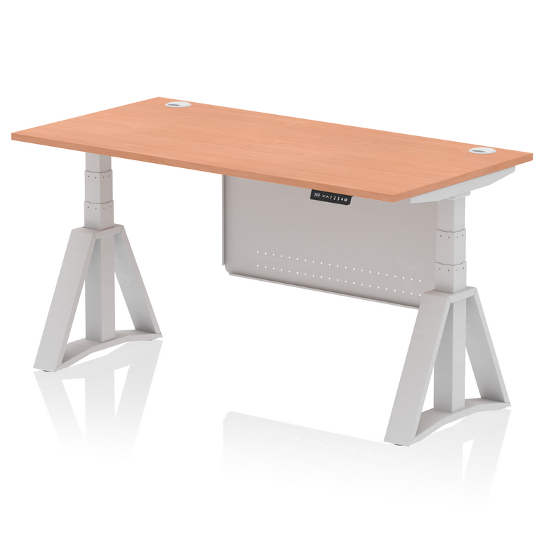 Air Height Adjustable Desk With Cable Ports With Steel Modesty Panel With Piste Foot