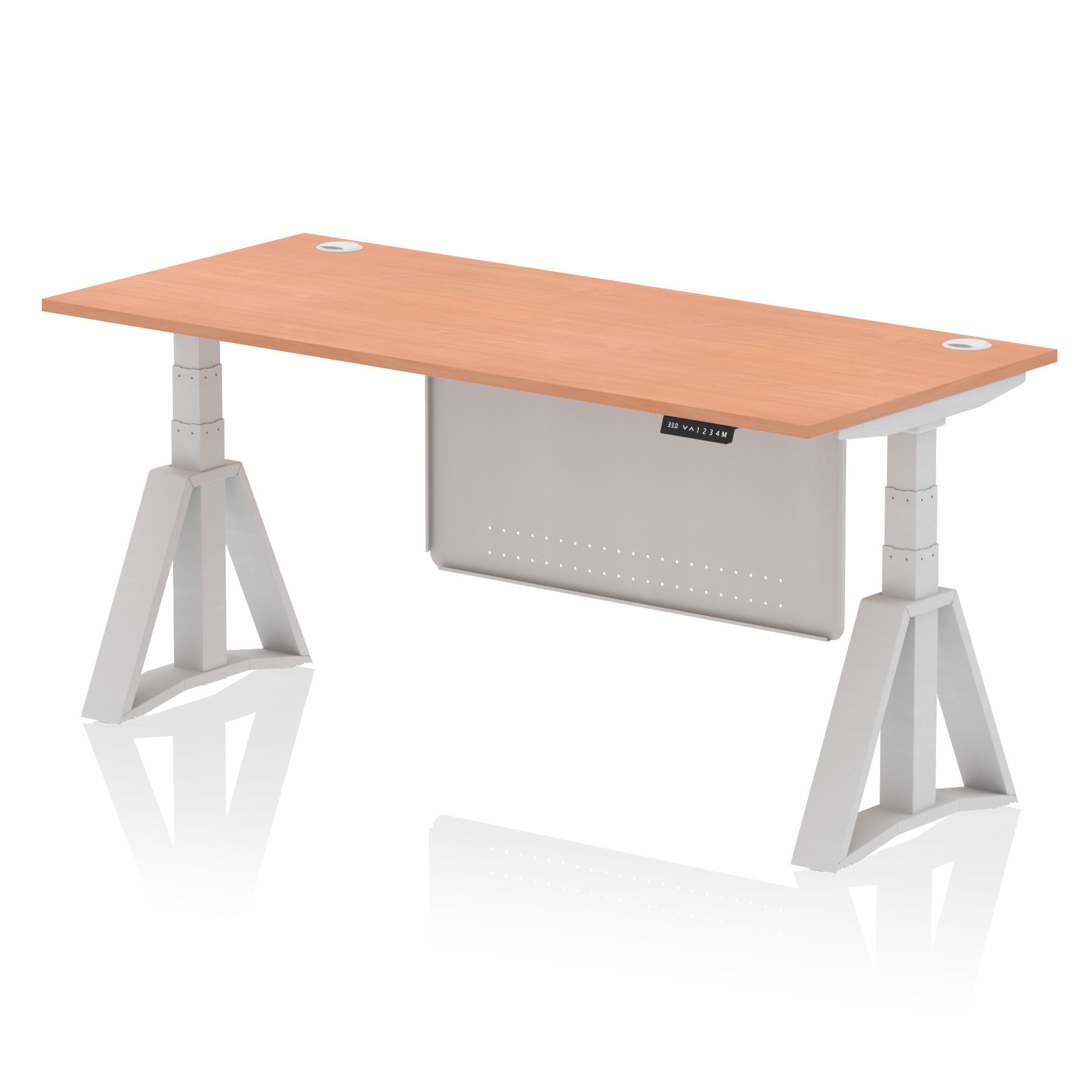 Air Height Adjustable Desk With Cable Ports With Steel Modesty Panel With Piste Foot