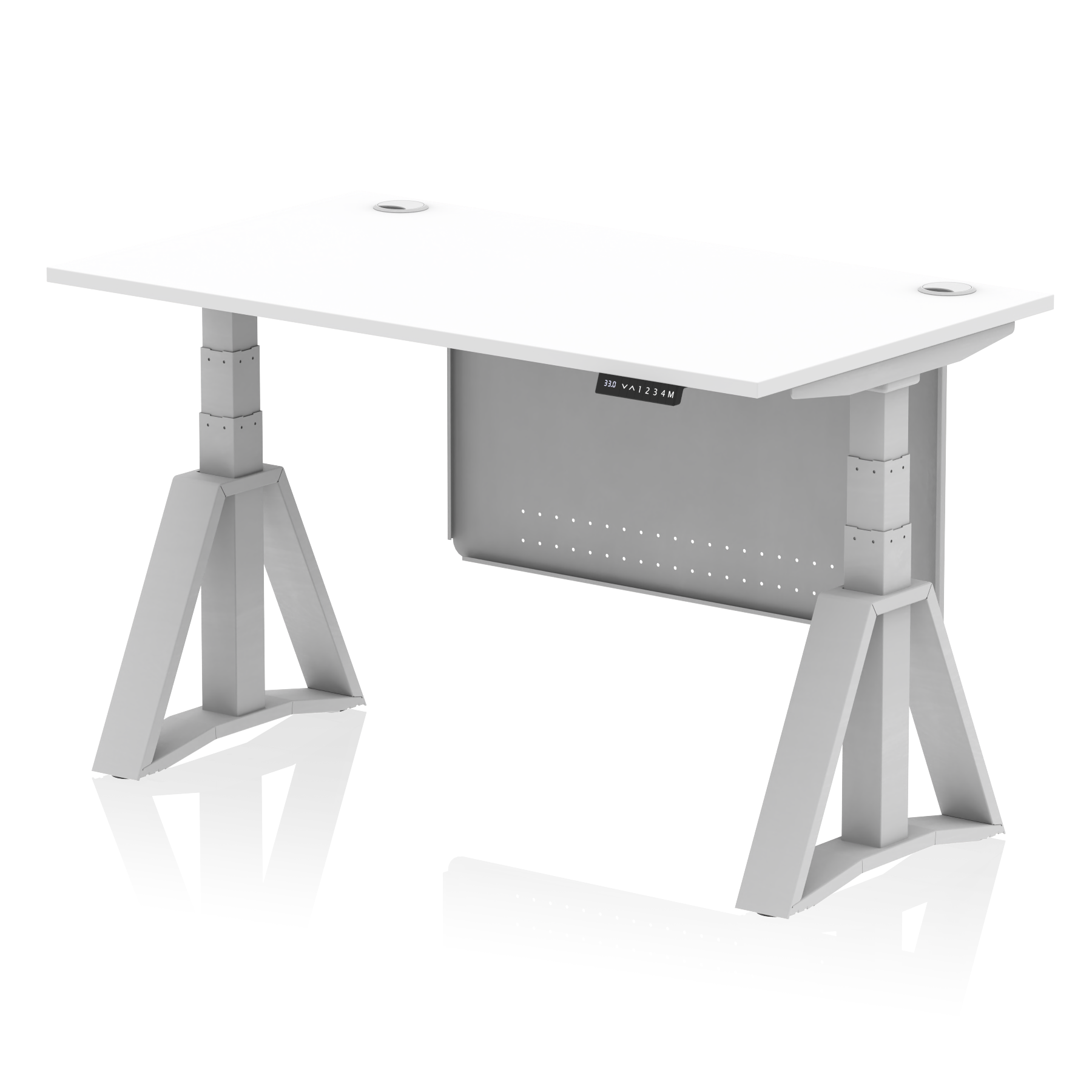 Air Height Adjustable Desk With Cable Ports With Steel Modesty Panel With Piste Foot