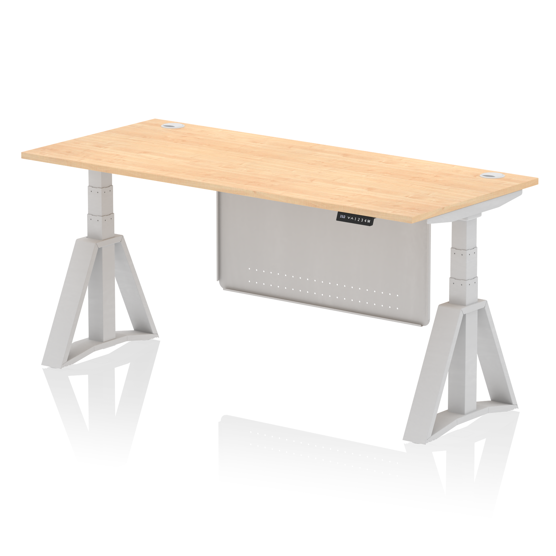 Air Height Adjustable Desk With Cable Ports With Steel Modesty Panel With Piste Foot