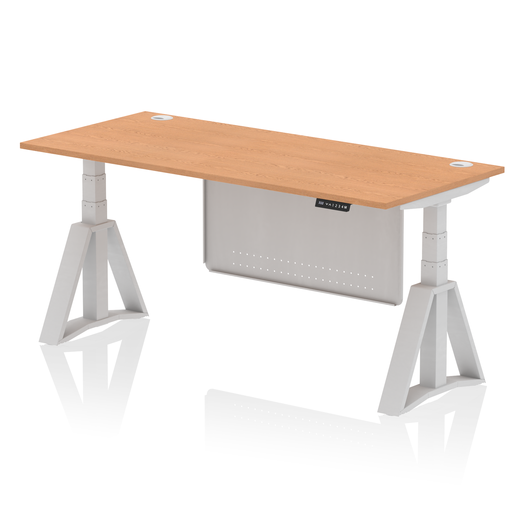 Air Height Adjustable Desk With Cable Ports With Steel Modesty Panel With Piste Foot