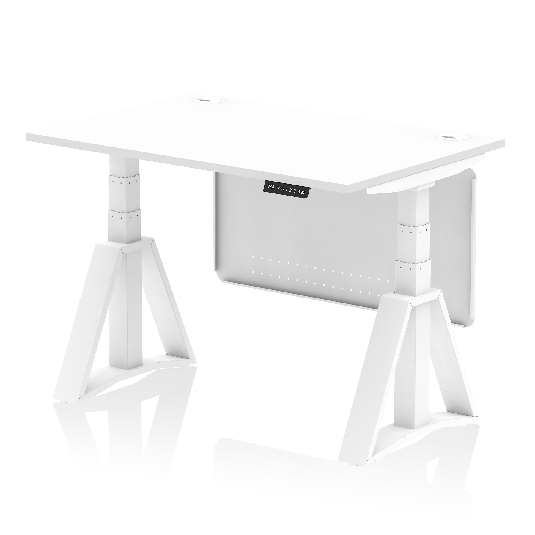 Air Height Adjustable Desk With Cable Ports With Steel Modesty Panel With Piste Foot