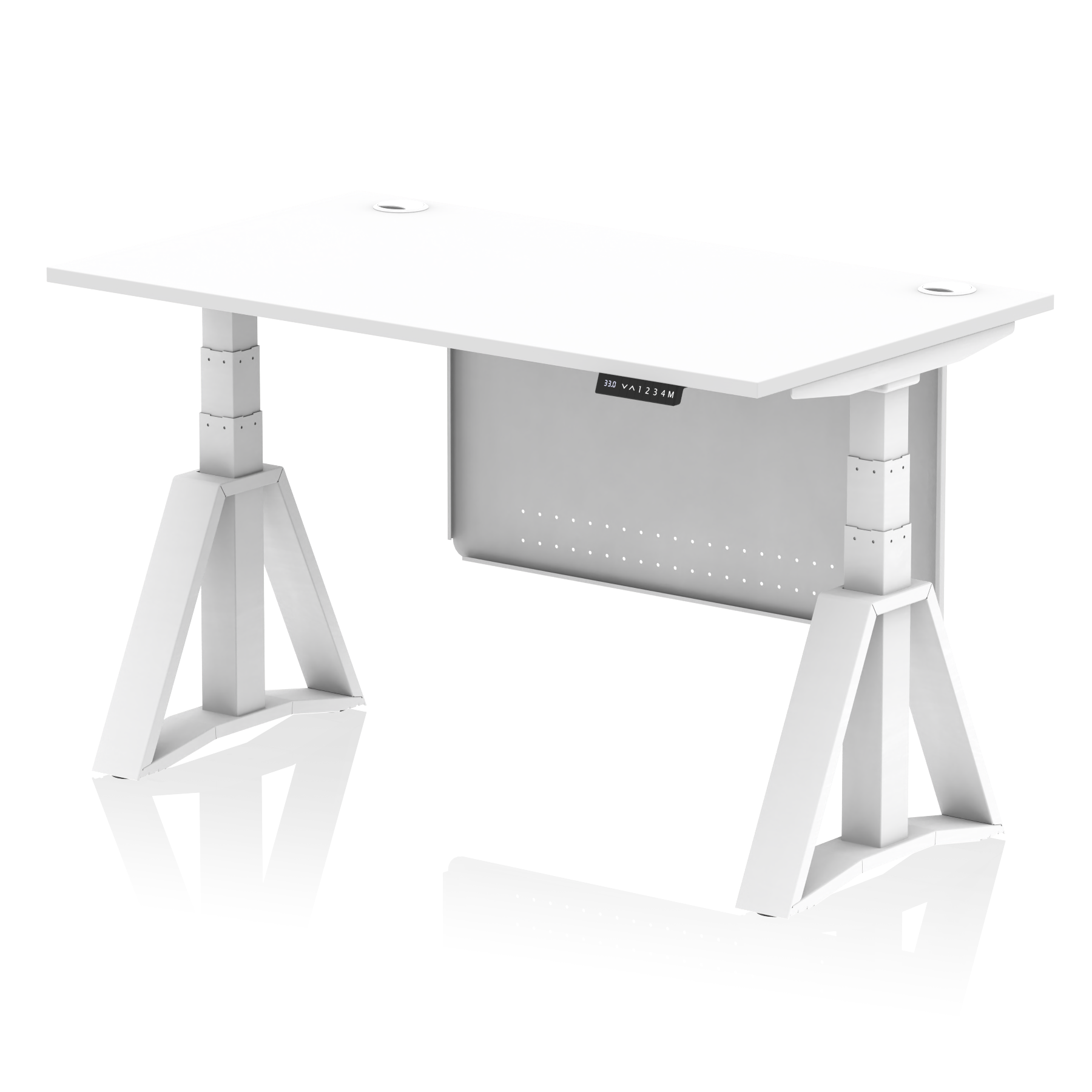 Air Height Adjustable Desk With Cable Ports With Steel Modesty Panel With Piste Foot