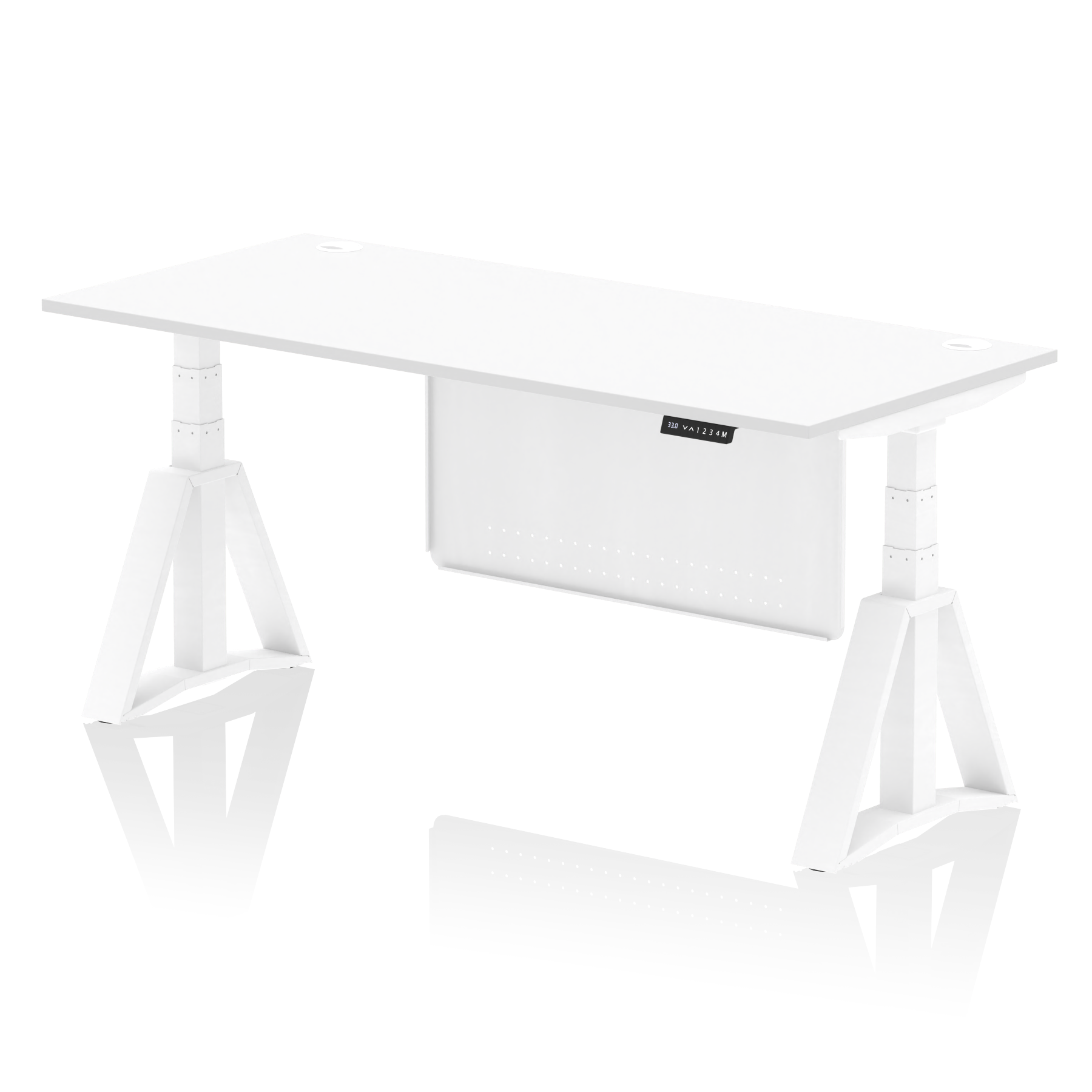 Air Height Adjustable Desk With Cable Ports With Steel Modesty Panel With Piste Foot