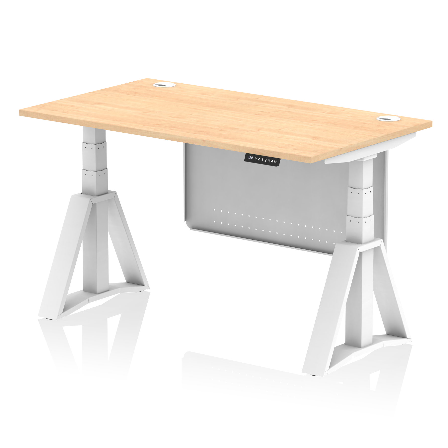 Air Height Adjustable Desk With Cable Ports With Steel Modesty Panel With Piste Foot