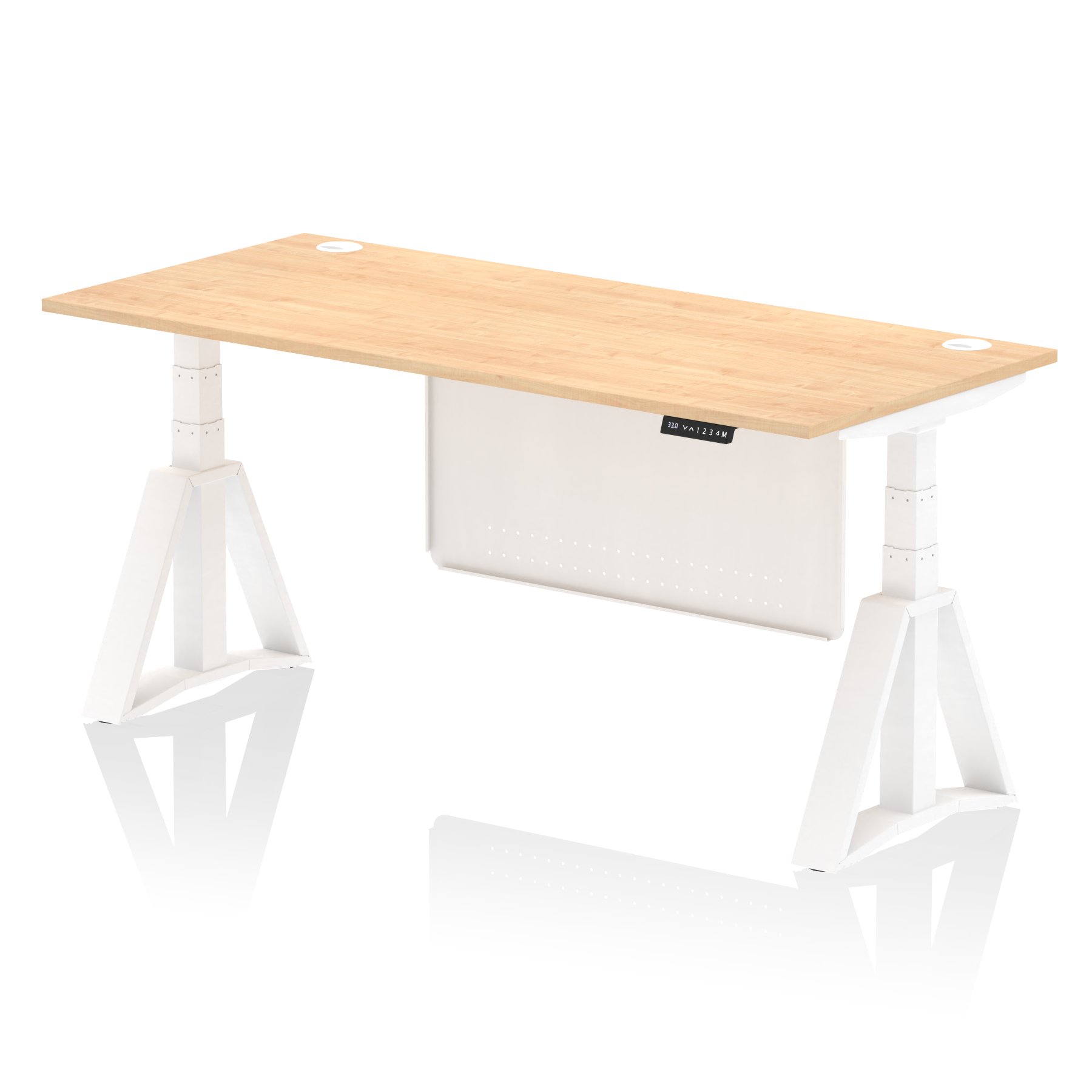 Air Height Adjustable Desk With Cable Ports With Steel Modesty Panel With Piste Foot