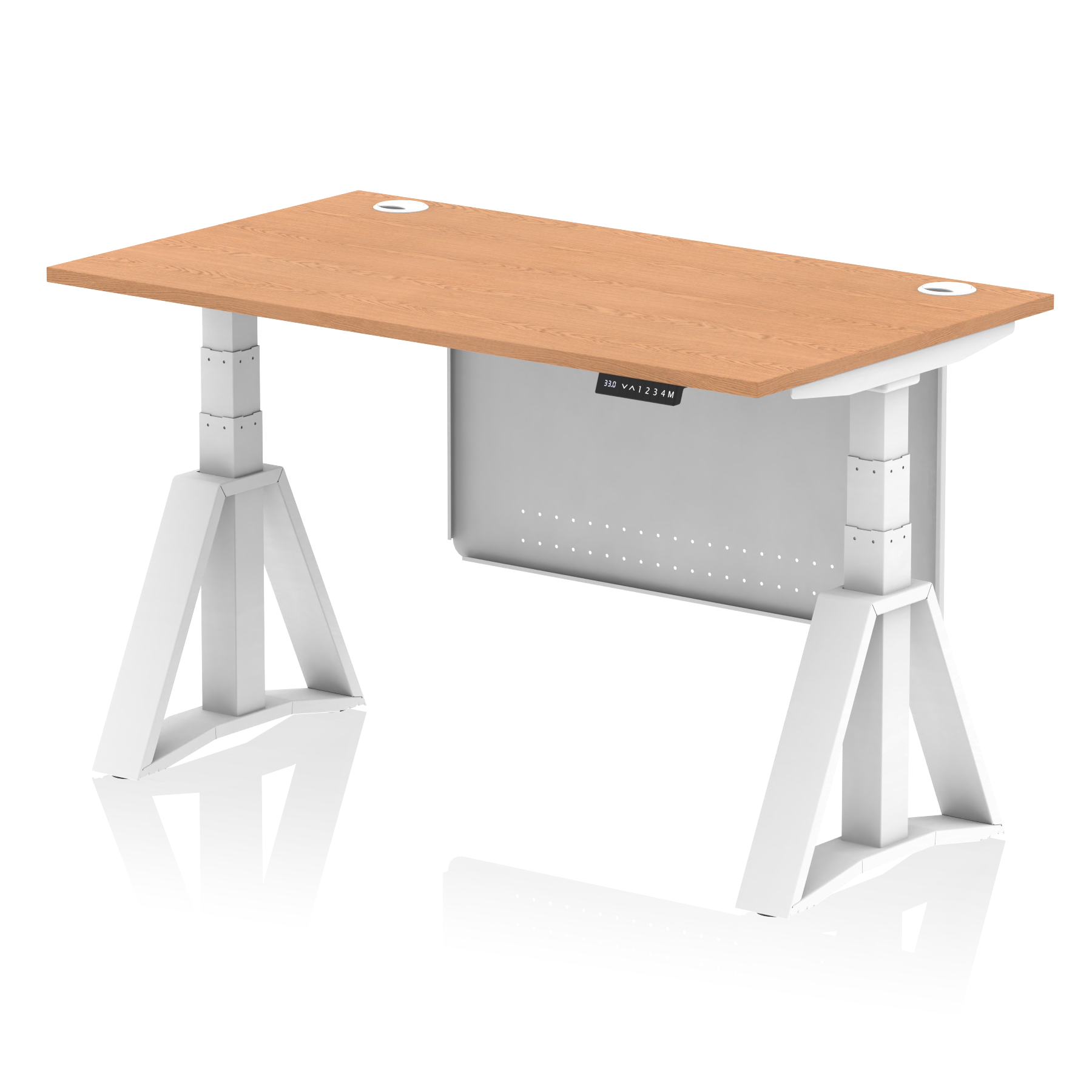 Air Height Adjustable Desk With Cable Ports With Steel Modesty Panel With Piste Foot