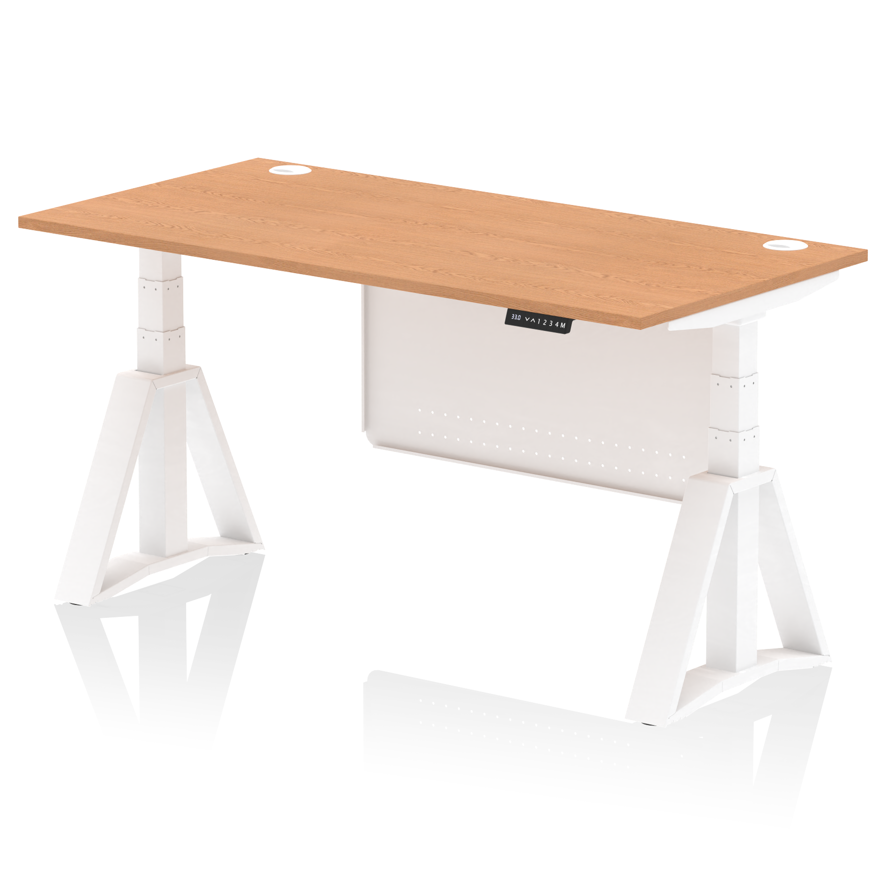 Air Height Adjustable Desk With Cable Ports With Steel Modesty Panel With Piste Foot