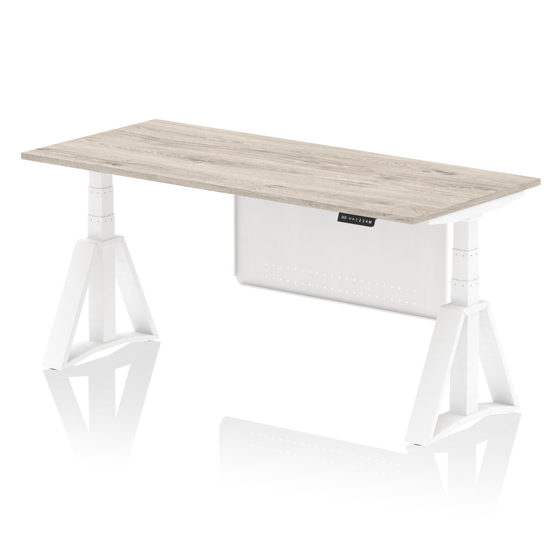 Air Height Adjustable Desk without Cable Ports With Steel Modesty Panel With Piste Foot