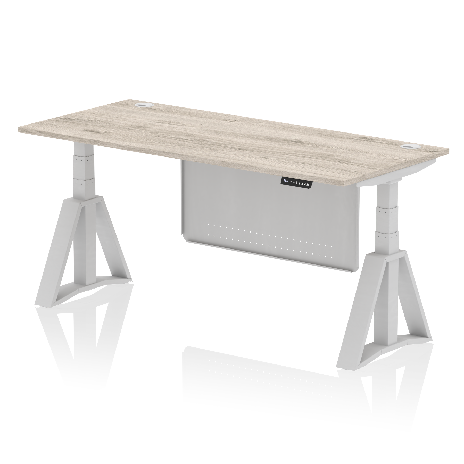 Air Height Adjustable Desk With Cable Ports With Steel Modesty Panel With Piste Foot