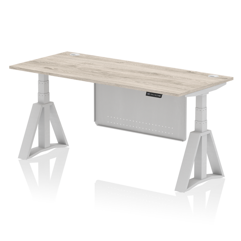 Air Height Adjustable Desk With Cable Ports With Steel Modesty Panel With Piste Foot