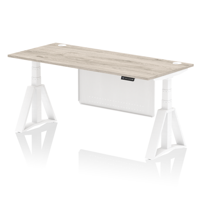 Air Height Adjustable Desk With Cable Ports With Steel Modesty Panel With Piste Foot