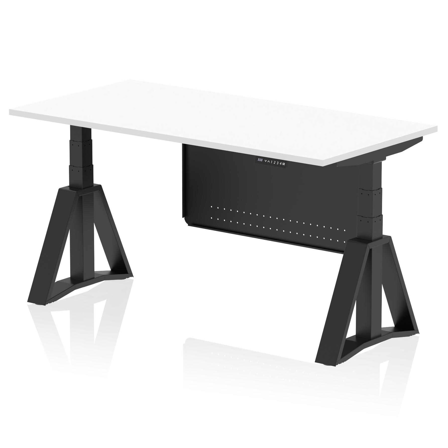 Air Height Adjustable Desk without Cable Ports With Steel Modesty Panel With Piste Foot