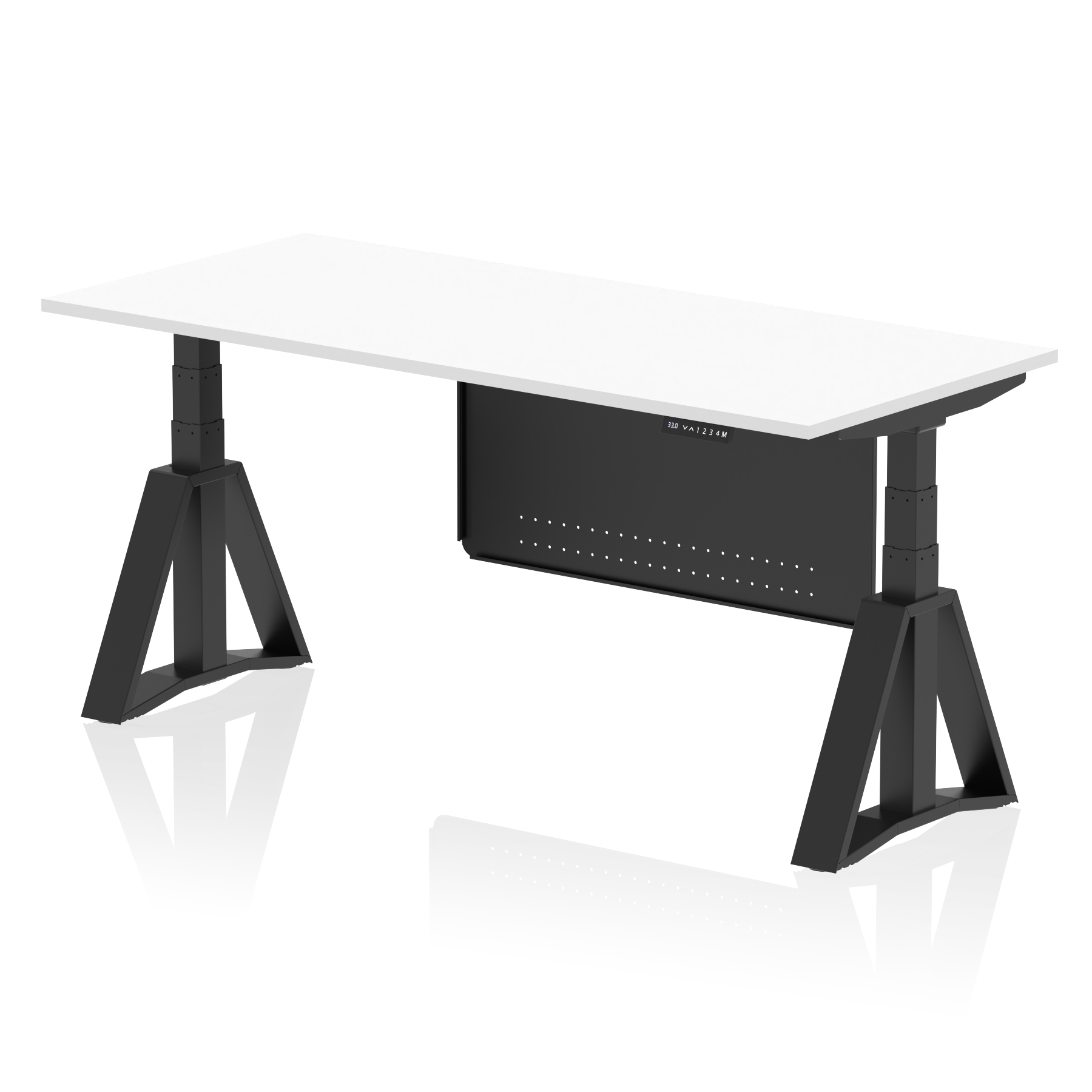 Air Height Adjustable Desk without Cable Ports With Steel Modesty Panel With Piste Foot