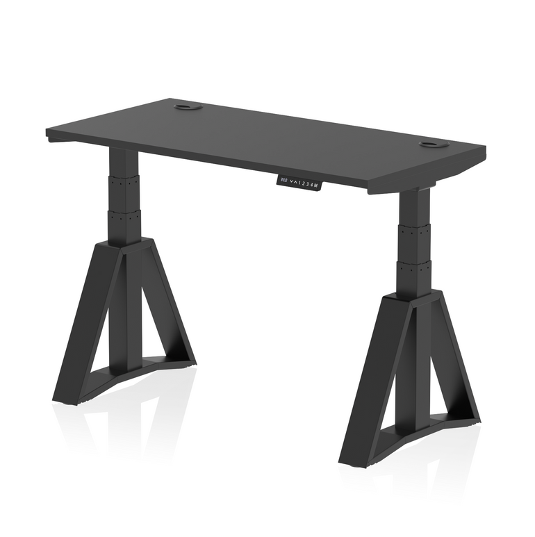 Air Height Adjustable Slimline Desk With Cable Ports With Piste Foot