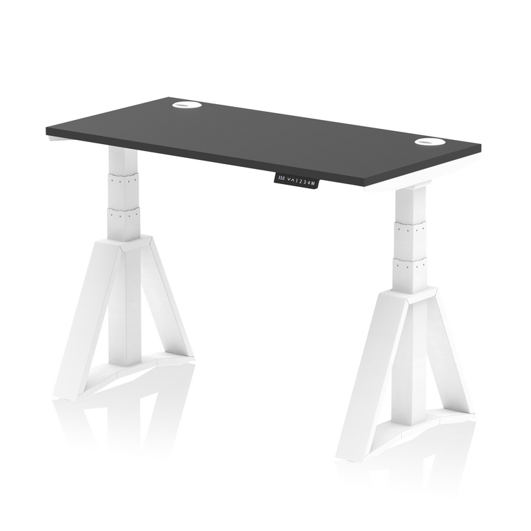 Air Height Adjustable Slimline Desk With Cable Ports With Piste Foot