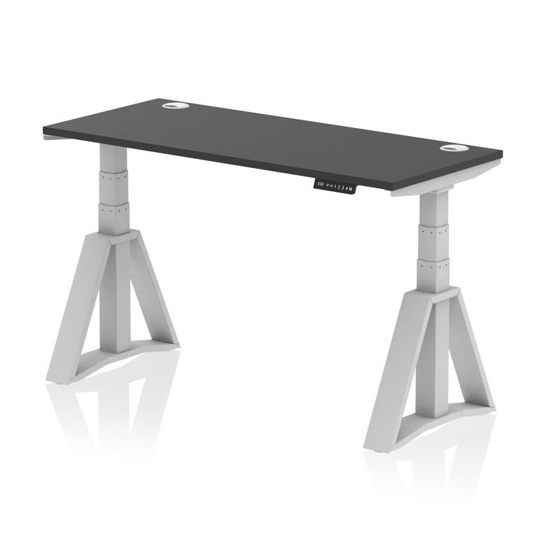 Air Height Adjustable Slimline Desk With Cable Ports With Piste Foot